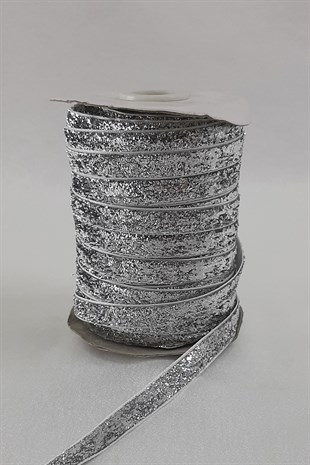 Silver Color Glittery Velvet Ribbon 1 cm