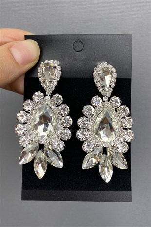 Silver Color Subra Bridal Crown and Earring