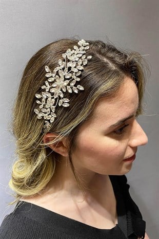 Gümüş Renk Taşlı Taraklı Toka Saç Aksesuarı