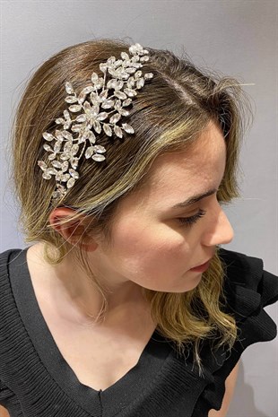 Gümüş Renk Taşlı Taraklı Toka Saç Aksesuarı