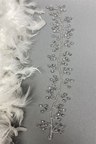 تاج الزفاف مطرز باللون الفضي