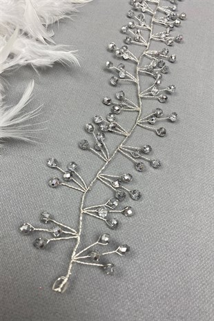 تاج الزفاف مطرز باللون الفضي