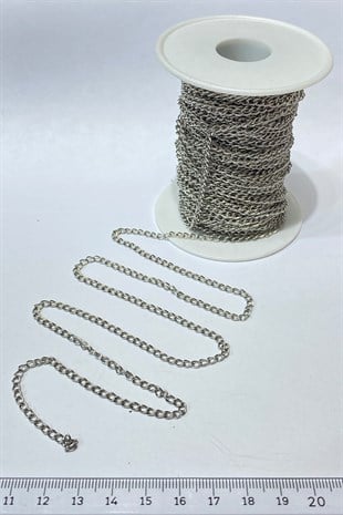 Silver Color Flat Metal Necklace Chain 5 Mt