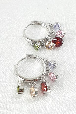 Gümüş Renkli Taşlı Shakira Küpe