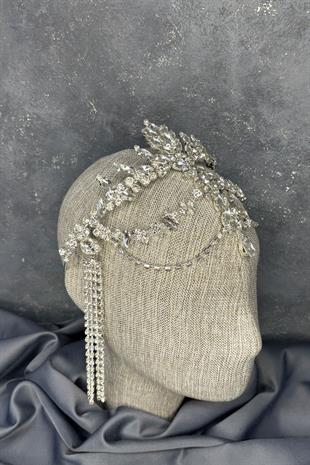 Gümüş Sallantılı Alınlık Almeda Gelin Kına Tacı