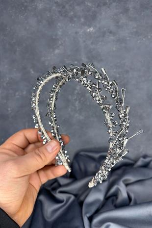 Silver Saree Model Double Row Bridal Henna Crown Hair Accessory