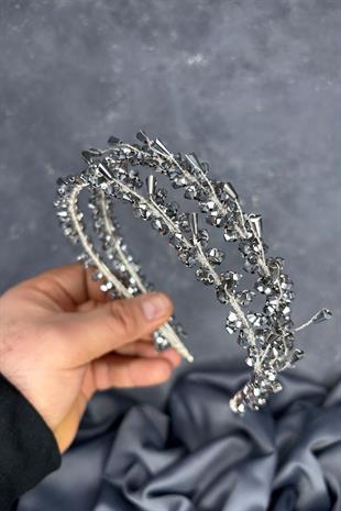 Silver Saree Model Double Row Bridal Henna Crown Hair Accessory