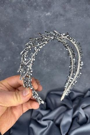 Silver Saree Model Double Row Bridal Henna Crown Hair Accessory