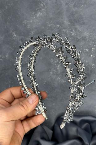 Silver Saree Model Double Row Bridal Henna Crown Hair Accessory