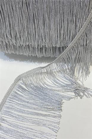 Gümüş  Simli Saçak Şerit Püskül 15 cm