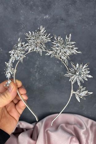 Silver Star Stone Bridal Henna Crown and Bridal Hair Accessory