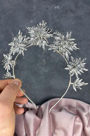 Silver Star Stone Bridal Henna Crown and Bridal Hair Accessory