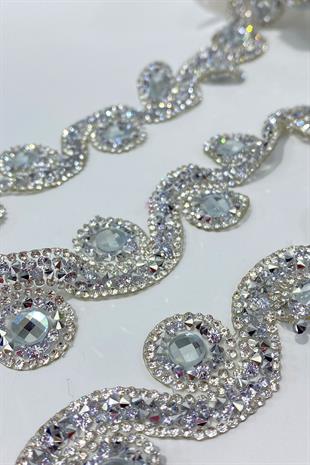 Gümüş Su Yolu Desen Ütüyle Yapışan Şerit Aplik