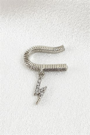 Gümüş Taşlı Asimetrik Kıkırdak Küpe