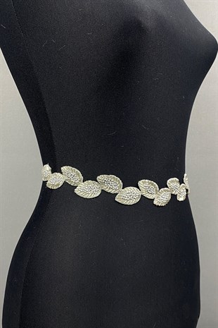 حزام فستان من الحجر الفضي وإكسسوار الخصر