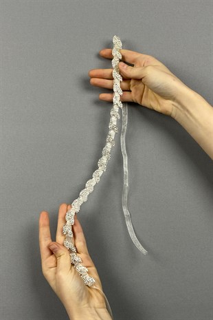 Silver Stone Thin Leaf Pattern Accessory Waist Belt