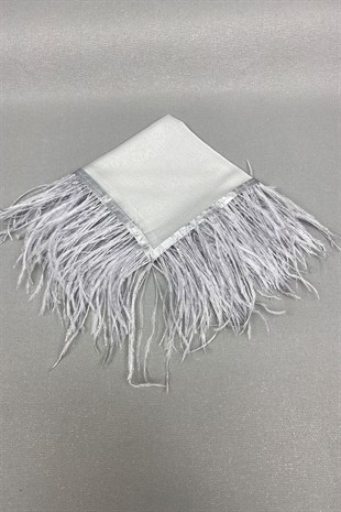 Silver Feather Bridal Halay Handkerchief
