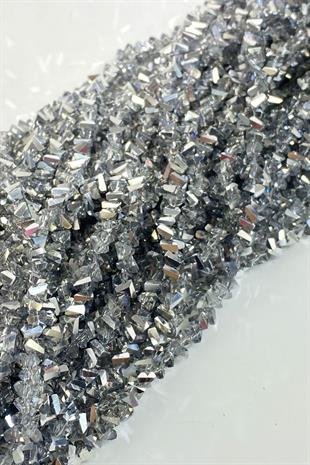 Silver Triangle Cut Shiny Crystal Beads 6 mm