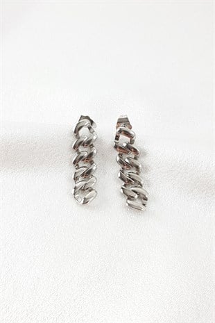 Gümüş Zİncir Detaylı Küpe