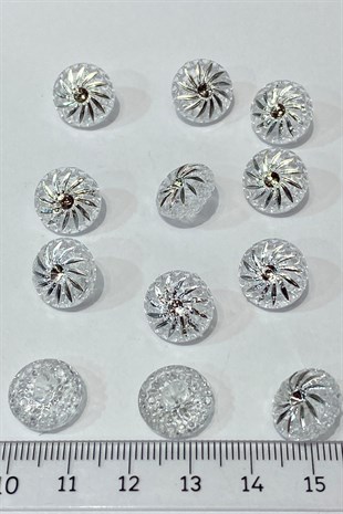 زر خياطة سفلي فضي 10 قطعة