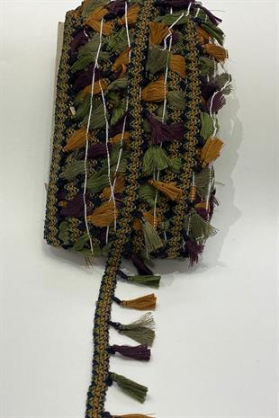 Khaki Green Colorful Cotton Bun Fringe Tassel