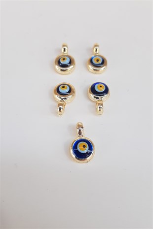Ringed Yellow Evil Eye Bead Pendant