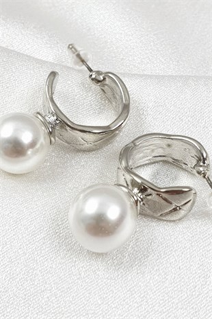 Hamal Gümüş Renk İncili Küpe