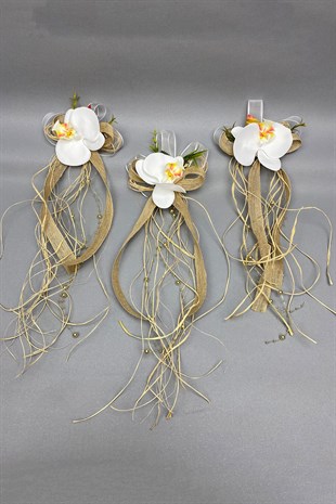 Straw Bundle Suitcase and Convoy Car Ornament 3 Pieces Coffee with Milk