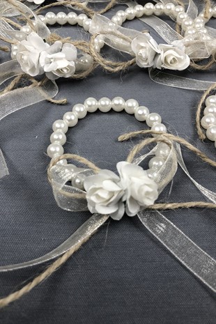 Hasırlı ve Çiçekli Nedime Bileklik Seti