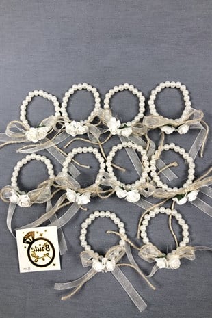 Hasırlı ve Çiçekli Nedime Bileklik Seti