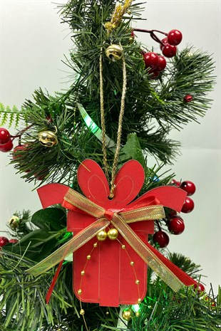 Hediye Paketi Baskılı Yılbaşı Ağaç Süsü