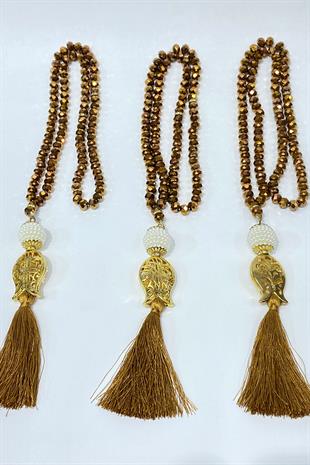 Hediyelik Laleli Püsküllü Kristal Boncuklu 99 Lu Namaz Tesbihi ( Mevlüt-sünnet-hac-umre)