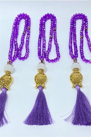 Hediyelik Laleli Püsküllü Kristal Boncuklu 99 Lu Namaz Tesbihi ( Mevlüt-sünnet-hac-umre)