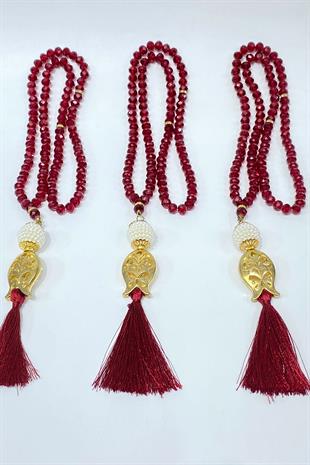 Hediyelik Laleli Püsküllü Kristal Boncuklu 99 Lu Namaz Tesbihi ( Mevlüt-sünnet-hac-umre)