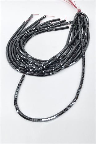 Hematit Altıgen Taş Boncuk