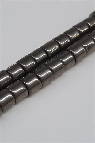 Hematite Color Cylinder Shiny Beads