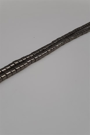 Hematite Color Cylinder Shiny Beads