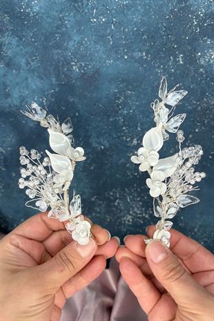 Hena Sedef Reçine 2 Li Saç Ve Türban Gelin Aksesuarı