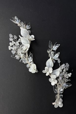 Hena Sedef Reçine 2 Li Saç Ve Türban Gelin Aksesuarı