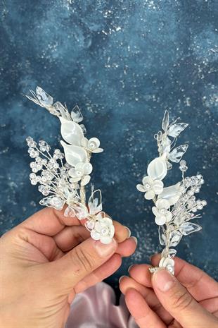 Hena Sedef Reçine 2 Li Saç Ve Türban Gelin Aksesuarı