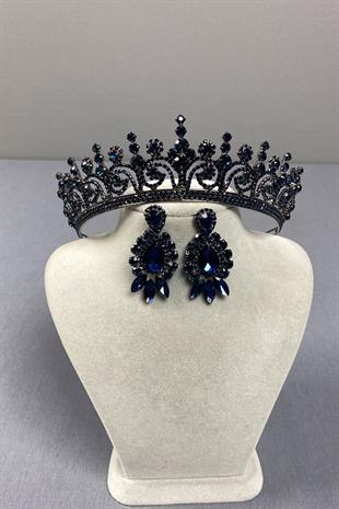 Hera Bridal Henna Crown and Drop Shuttle Stone Earrings