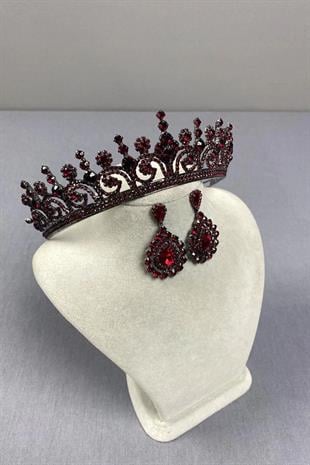 Hera Gelin Kına Tacı Ve Damla Mekik Taşlı Küpesi