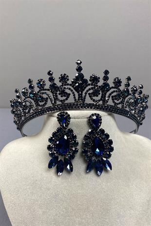 Hera Bridal Henna Crown and Drop Shuttle Stone Earrings