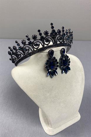 Hera Bridal Henna Crown and Drop Shuttle Stone Earrings