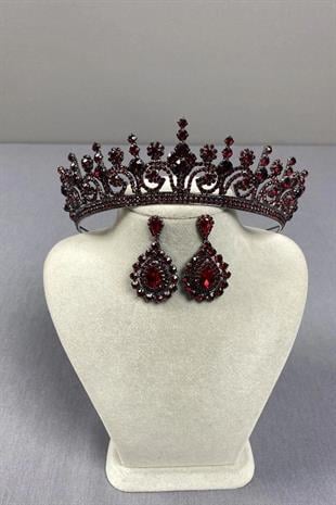 Hera Gelin Kına Tacı Ve Damla Mekik Taşlı Küpesi