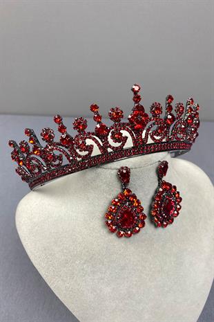 Hera Bridal Henna Crown and Drop Stone Earrings