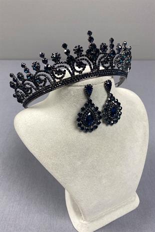 Hera Bridal Henna Crown and Drop Stone Earrings