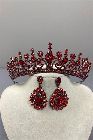 Hera Bridal Henna Crown and Drop Stone Earrings