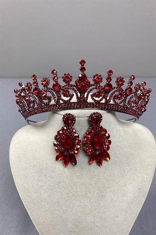 Hera Bridal Henna Crown and Drop Stone Earrings