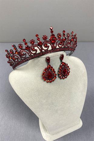 Hera Bridal Henna Crown and Drop Stone Earrings